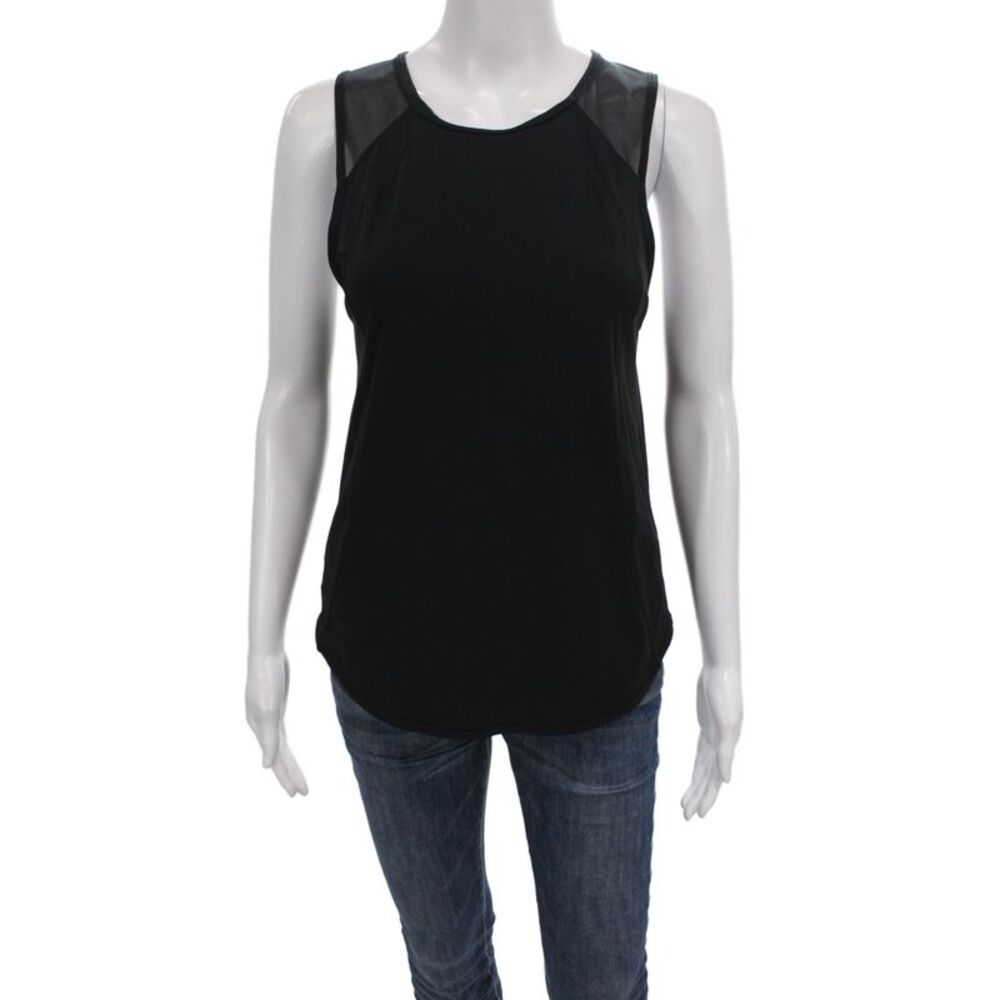Lululemon Women Sleeveless Mesh Basic Tank Top Black Athleisure Size 8
